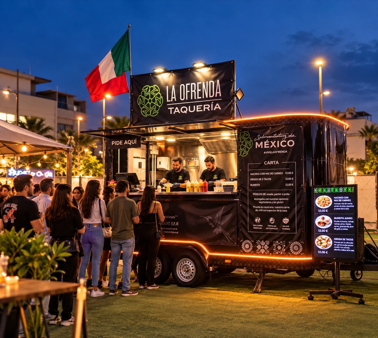 Food truck de La Ofrenda Taquería en un evento